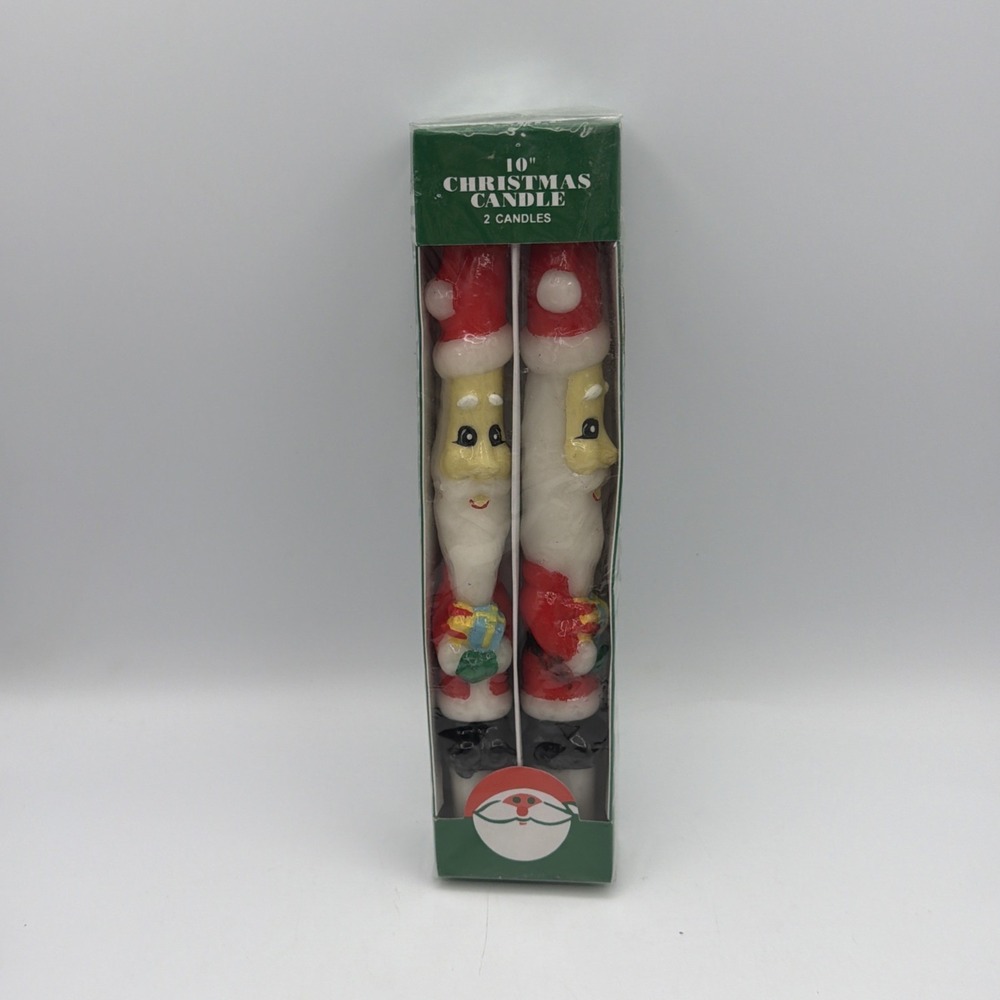 Vintage 10" Santa Figure Taper Candlesticks NOS 2 Candles